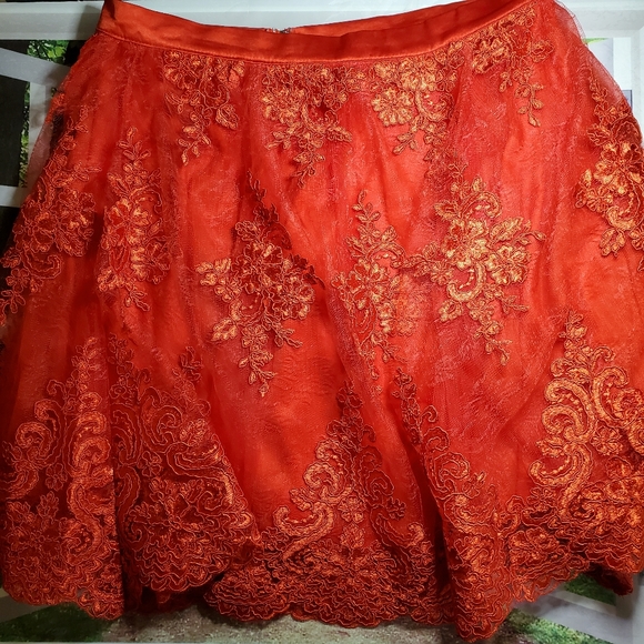 A.Drea 2 Piece Dress A-Line Floral Lace Red Size M - Picture 13 of 15